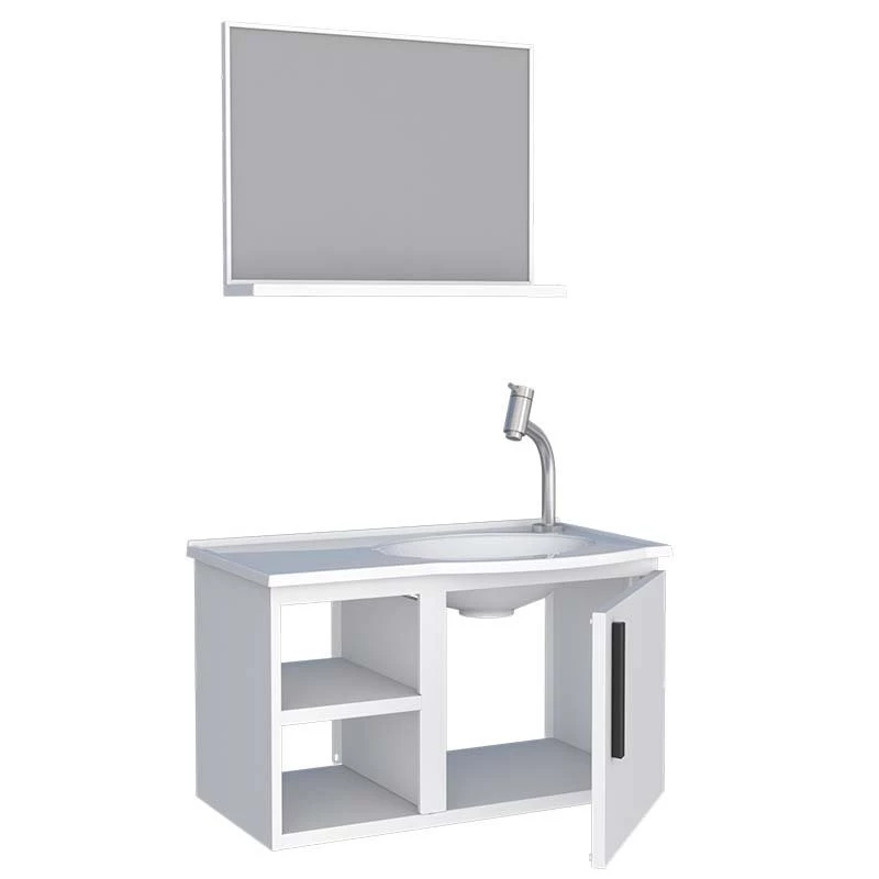 Conjunto Gabinete Para Banheiro Aço com Espelho Caju 60 Cozimax Branco