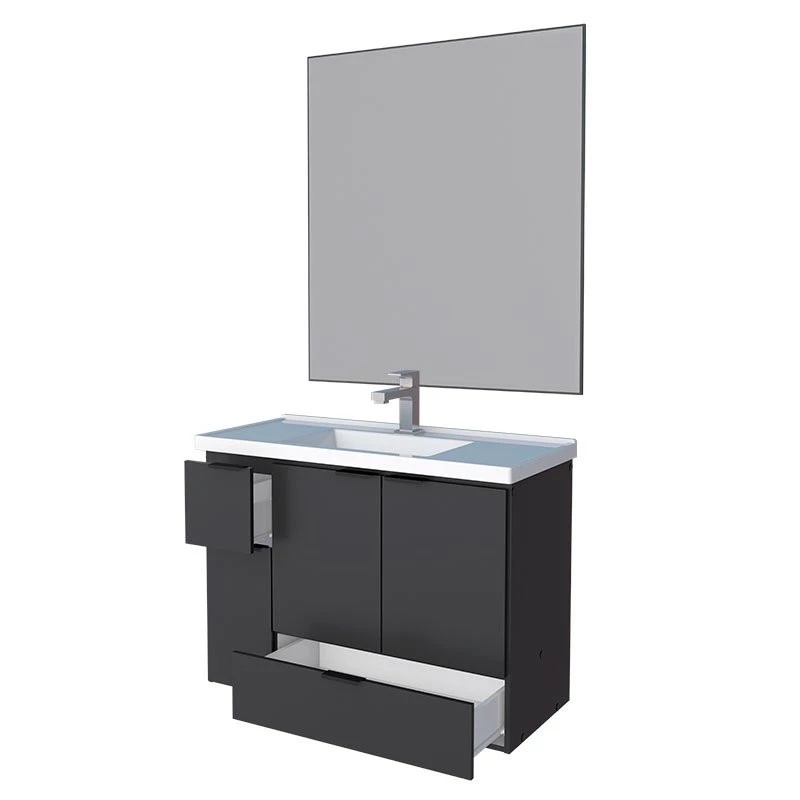 Conjunto Para Banheiro Orquídea 80 Com Espelho Bisotê 800x850 Cozimax Preto