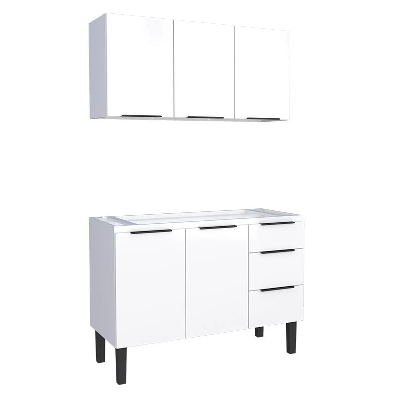 Cozinha Completa Gabinete Para Pia 120cm e Armário Aéreo Júpiter Cozimax Branco