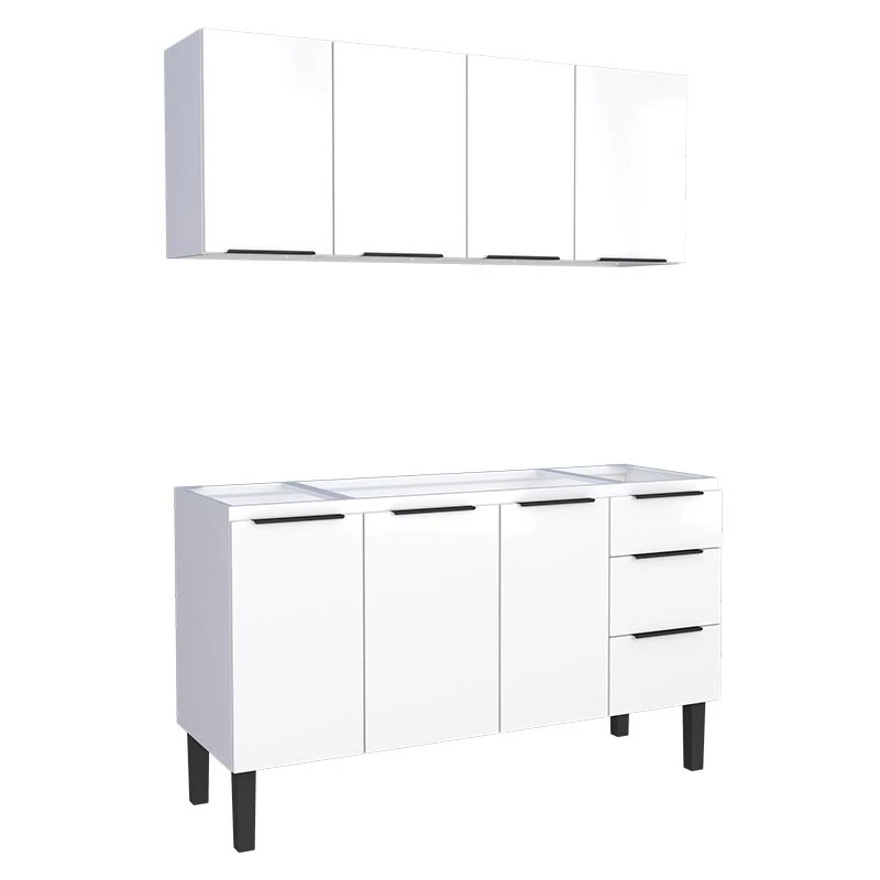 Cozinha Completa Gabinete Para Pia 150cm e Armário Aéreo Júpiter Cozimax Branco