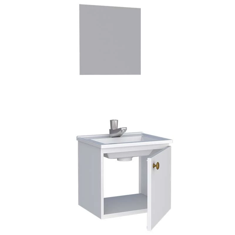 Conjunto Gabinete Para Banheiro Aço com Espelho Amêndoa 40 Cozimax Branco