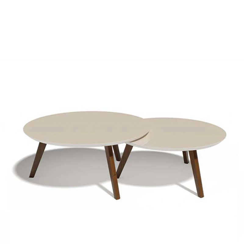 Conjunto Com 2 Mesas de Centro Redonda Classic Imcal Off White
