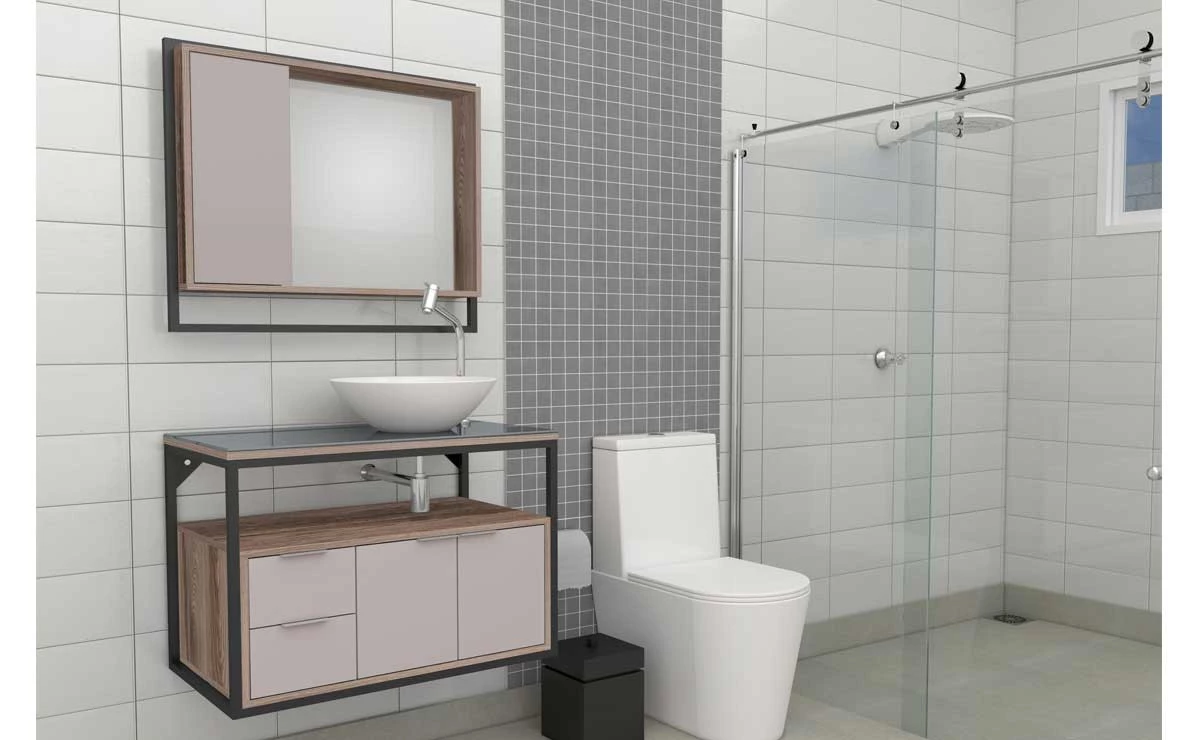 Gabinete Para Banheiro Apoema 80 com Cuba Cuia Cozimax Nudi/Tamarindo