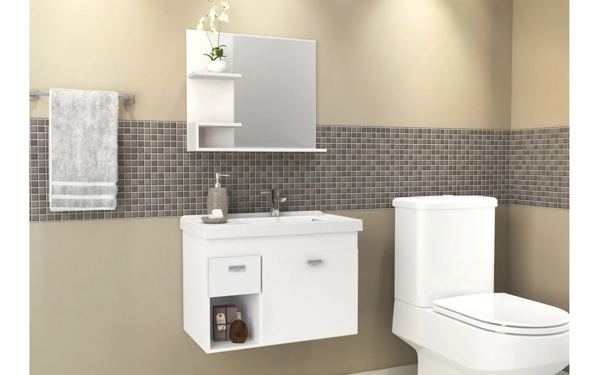 Espelho Para Banheiro Madeira Camélia 60 Cozimax Branco