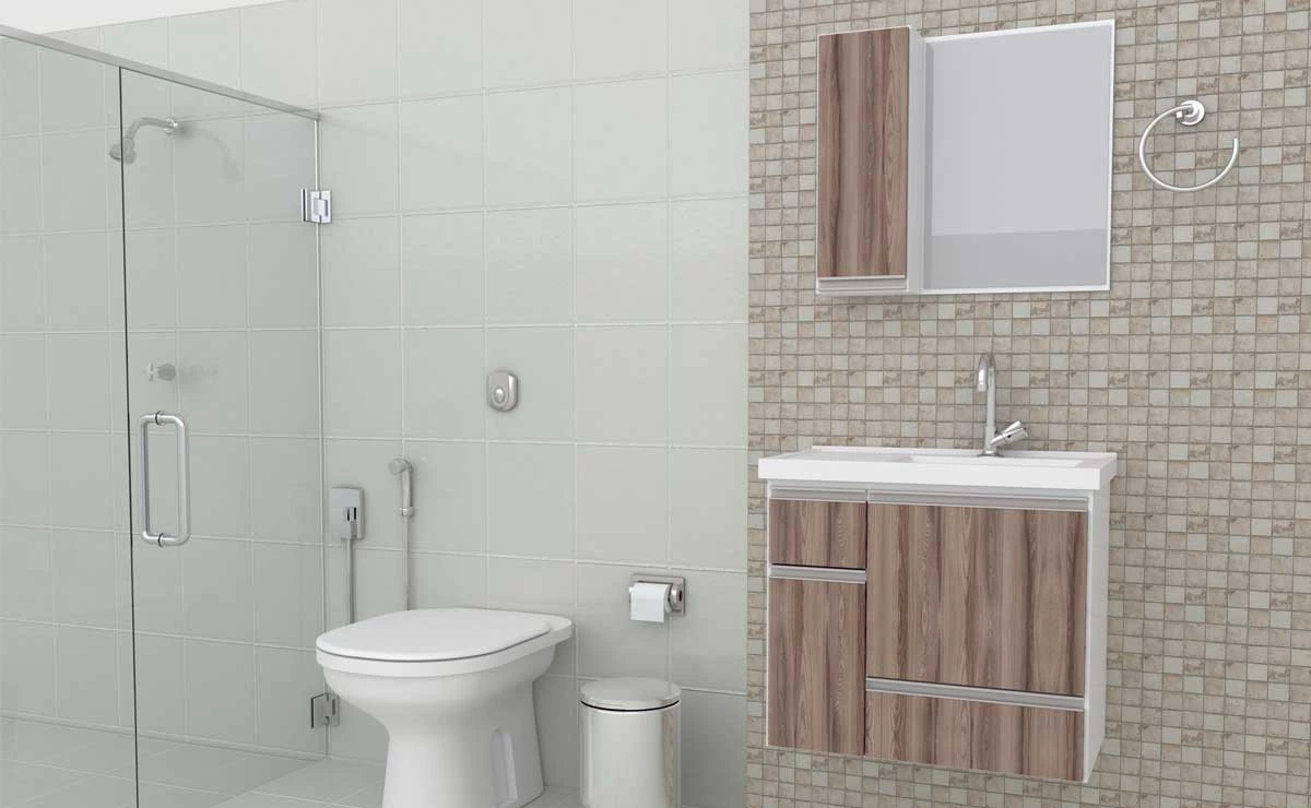 Espelho Para Banheiro Madeira Ibaté 60 Cozimax Branco/Tamarindo