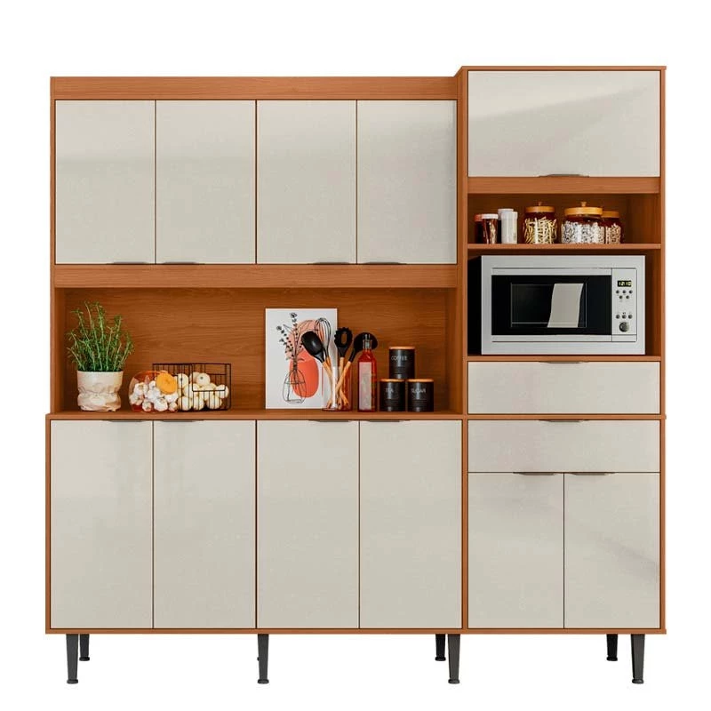 Cozinha Completa 200x200cm 11 Portas 2 Gavetas Bahamas Lukaliam Jequitiba/Off White
