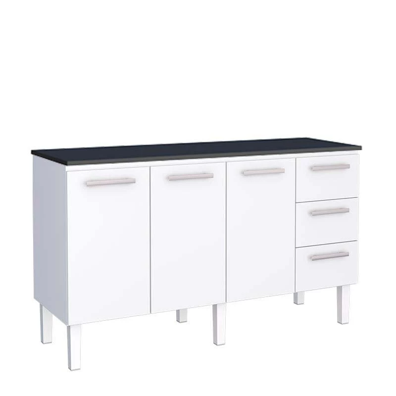 Balcão Cozinha Aço 160 Vênus 3 Gavetas Com Tampo Cozimax Branco