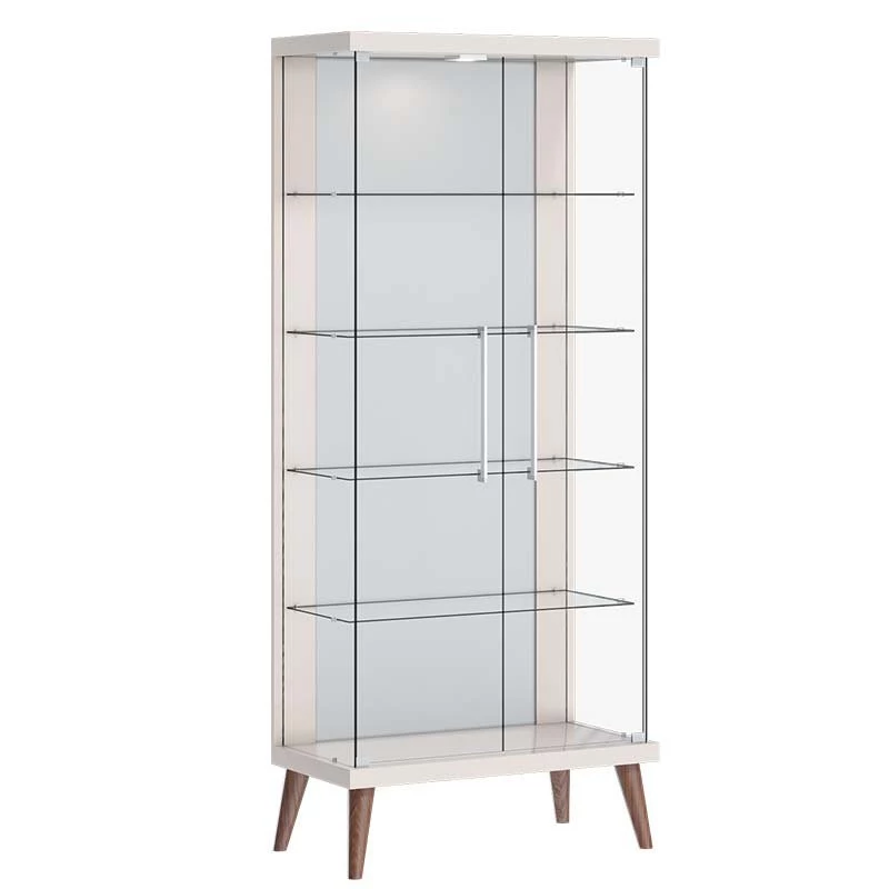 Cristaleira de Vidro Espelho Moderna Com LED 75x179 Tifanny Imcal Off White