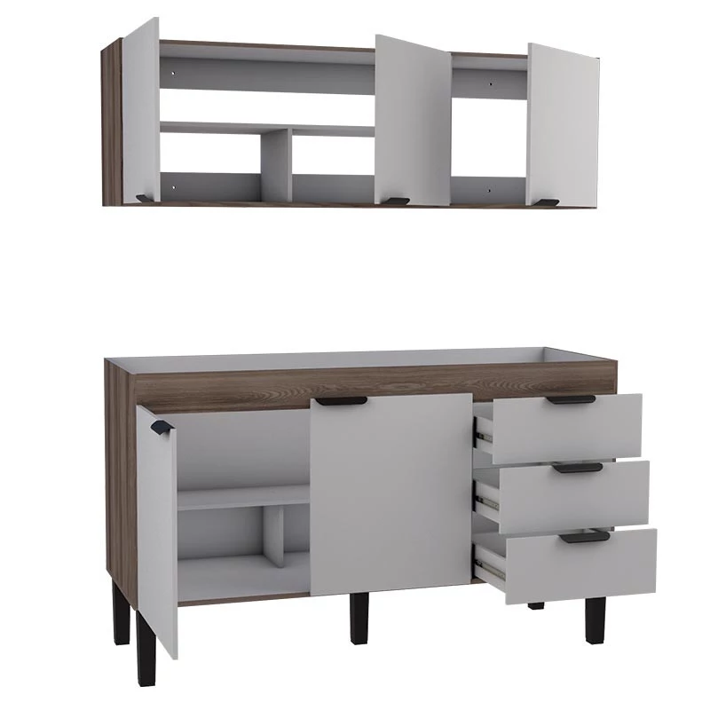 Cozinha Completa Gabinete e Armário Aéreo Flamingo 150 Cozimax Branco/Tamarindo