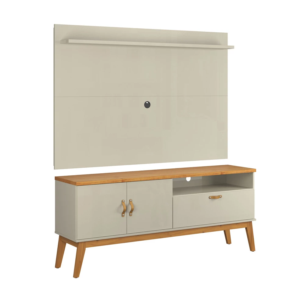 Rack com Painel 160cm Quarto Sala Para TV 60 Sirius 1.6 Patrimar Off White/Cinamomo