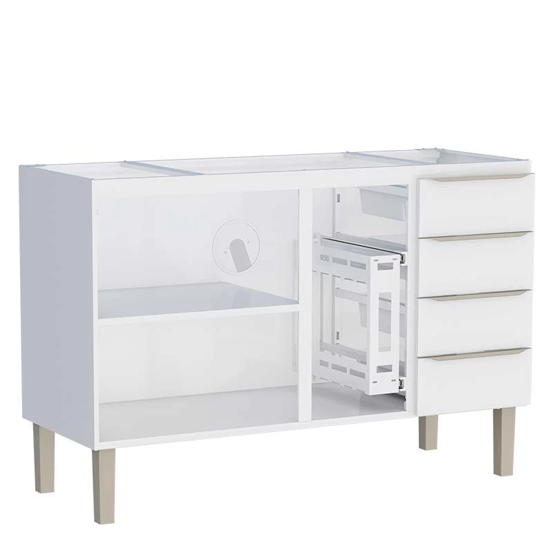 Gabinete de Aço Para Pia 140cm 3 Portas 4 Gavetas Flora Cozimax Branco