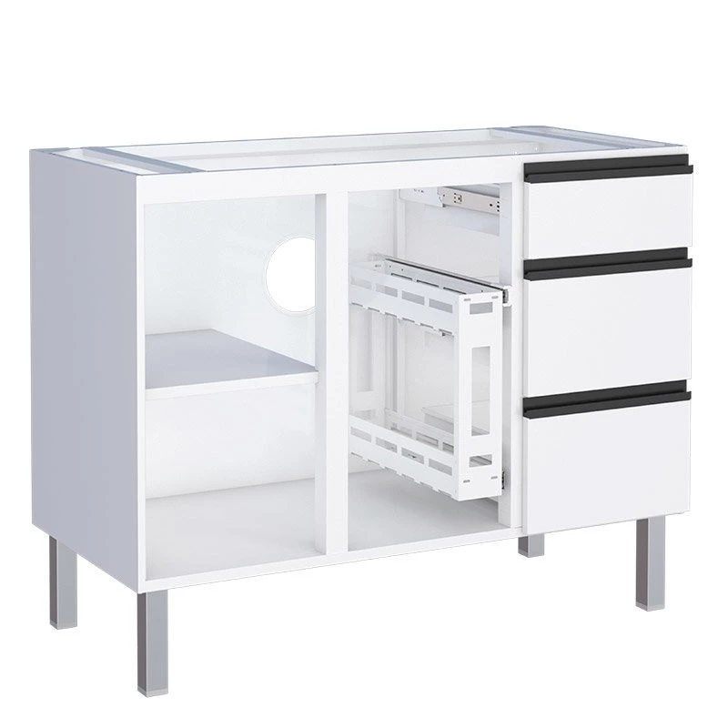 Gabinete de Aço Para Pia 120cm 3 Gavetas Cozinha Gaia Cozimax Branco 