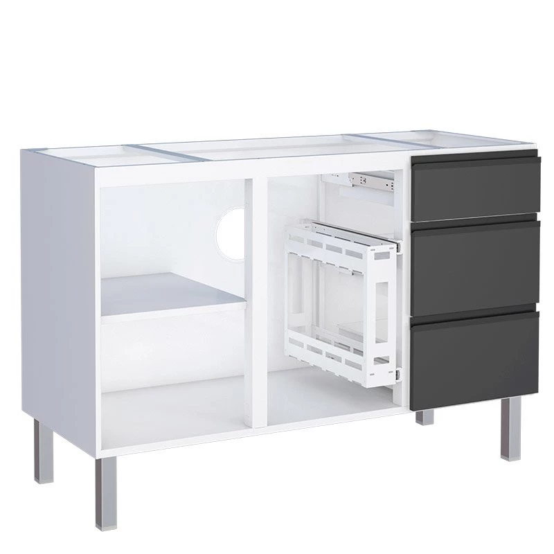 Gabinete de Aço Para Pia 120cm 3 Gavetas Cozinha Gaia Cozimax Preto