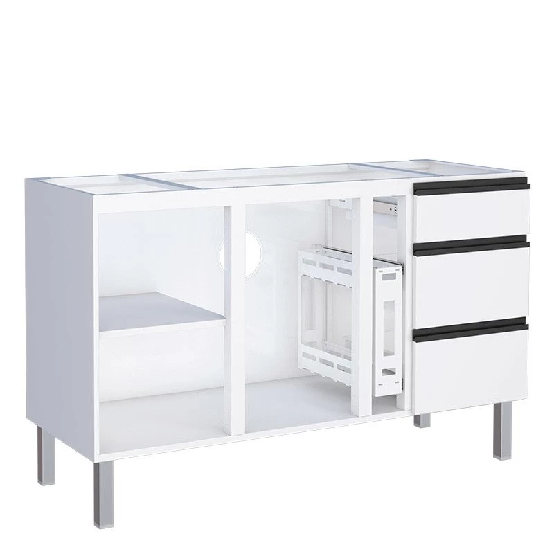 Gabinete de Aço Para Pia 150cm 3 Gavetas Cozinha Gaia Cozimax Branco 