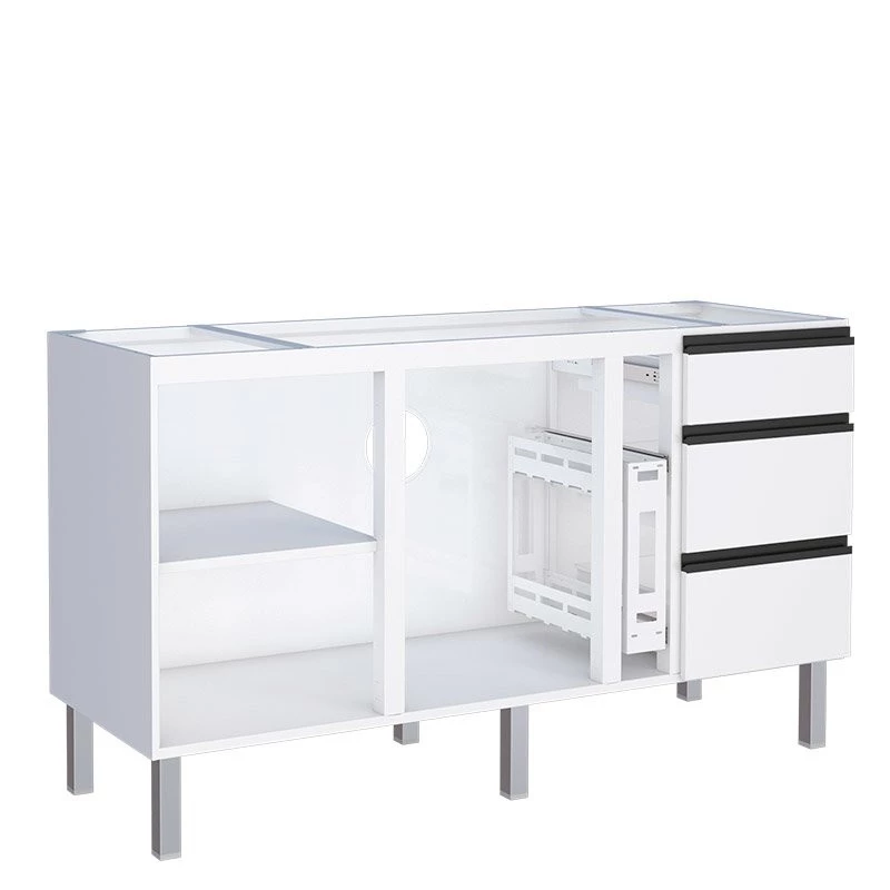 Gabinete de Aço Para Pia 160cm 3 Gavetas Cozinha Gaia Cozimax Branco 