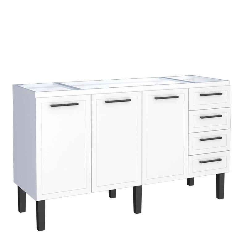 Gabinete de Aço Para Pia 160cm 3 Portas Juno/Apolo 4 Gavetas Cozimax Branco