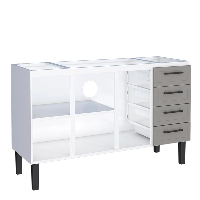 Gabinete de Aço Para Pia 150cm 3 Portas Juno/Apolo 4 Gavetas Cozimax Cinza Argila