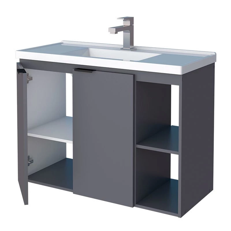Gabinete Para Banheiro Madeira Aster 80 Com Lavatório Cozimax Cinza