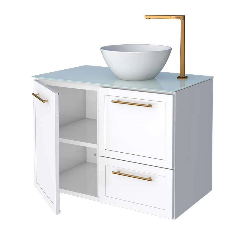 Gabinete Para Banheiro Aço 77cm Jambo 80 Com Cuba Louça Cuia Cozimax Branco