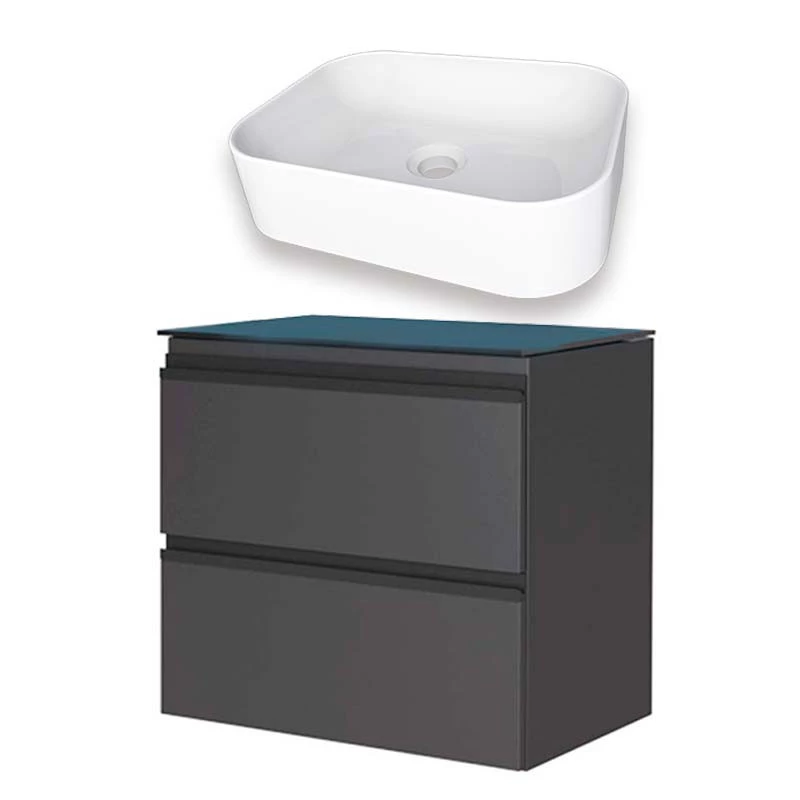 Gabinete Para Banheiro Gaia 60 com Cuba Luna Cozimax Preto