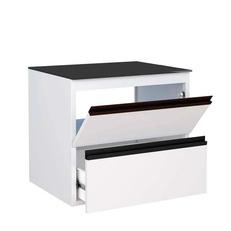 Gabinete Para Banheiro Aço Gaia 60 Tampo Vidro Sem Cuba Cozimax Branco