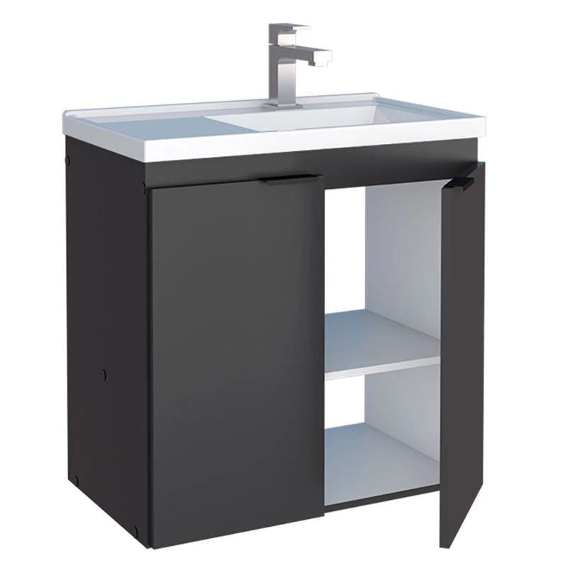 Gabinete Para Banheiro Madeira Aster 60 Com Lavatório Cozimax Preto