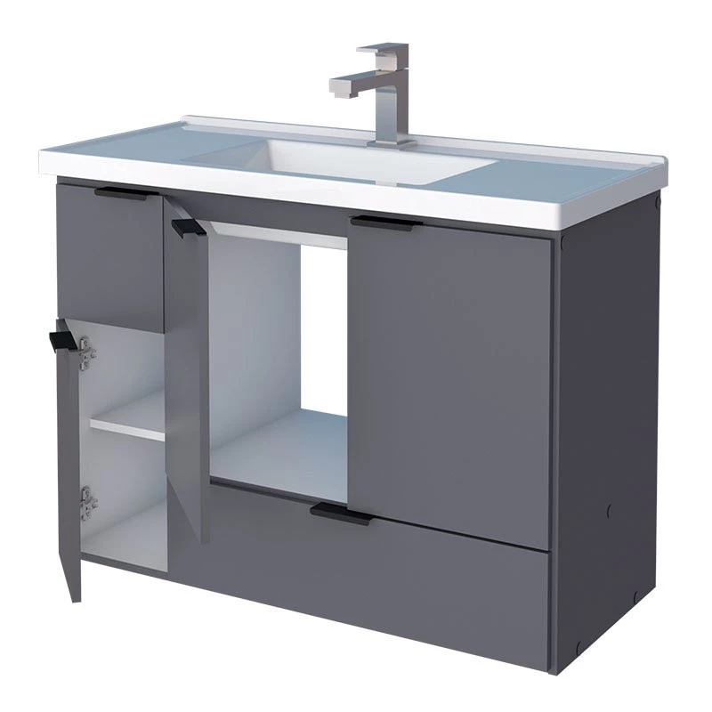 Gabinete Para Banheiro Madeira Orquídea 80 Com Lavatório Cozimax Cinza