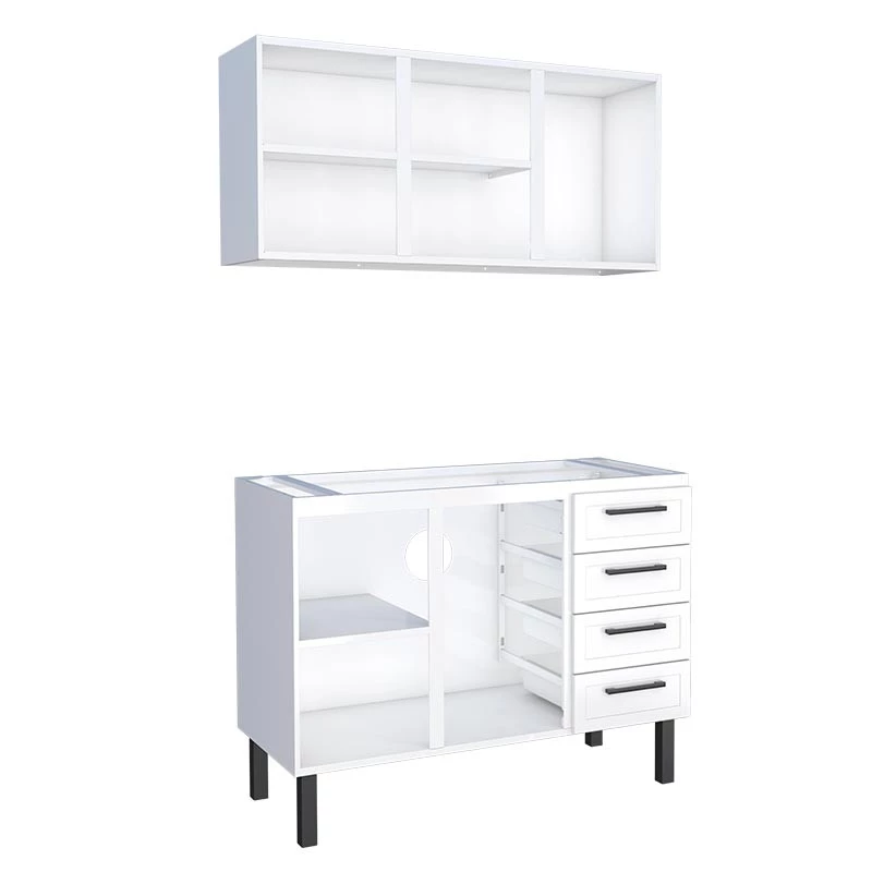 Cozinha Completa Gabinete Para Pia 120 e Armário Aéreo Juno/Apolo 4 Gavetas Cozimax Branco
