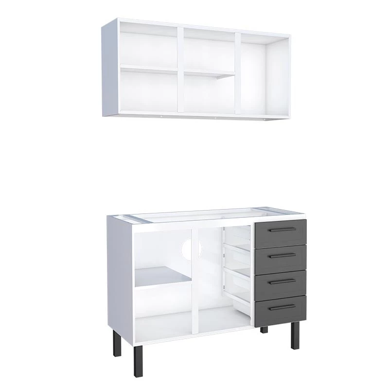 Cozinha Completa Gabinete Para Pia 120 e Armário Aéreo Juno/Apolo 4 Gavetas Cozimax Preto