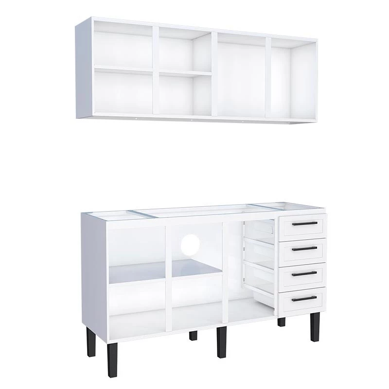 Cozinha Completa Gabinete Para Pia 160 e Armário Aéreo Juno/Apolo 4 Gavetas Cozimax Branco