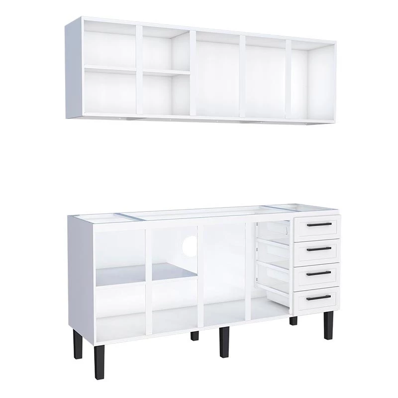 Cozinha Completa Gabinete Para Pia 180 e Armário Aéreo Juno/Apolo 4 Gavetas Cozimax Branco