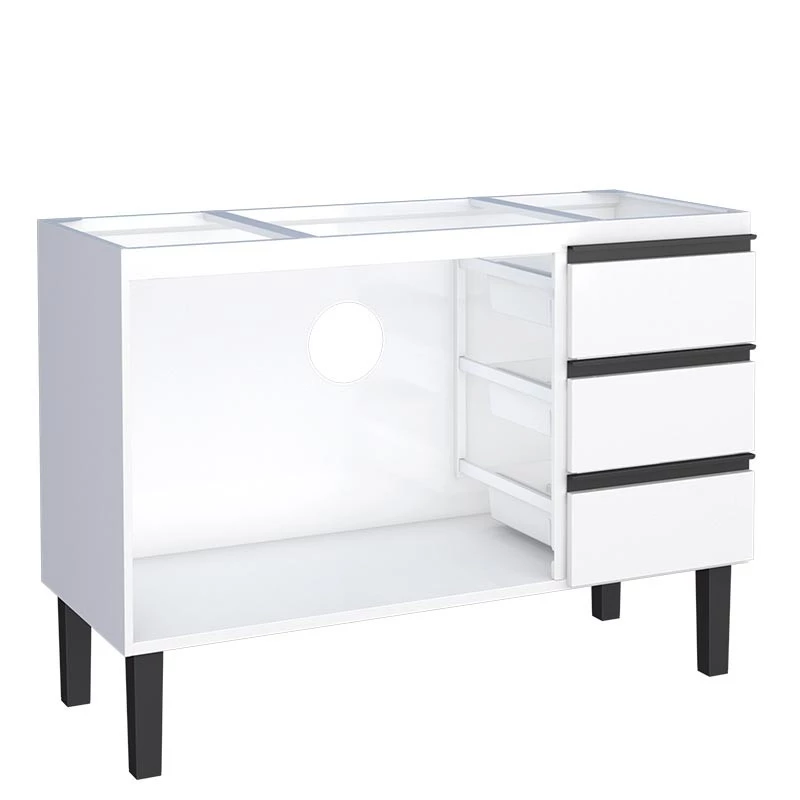 Gabinete de Aço Para Pia 120cm 2 Portas 3 Gavetas Netuno Cozimax Branco