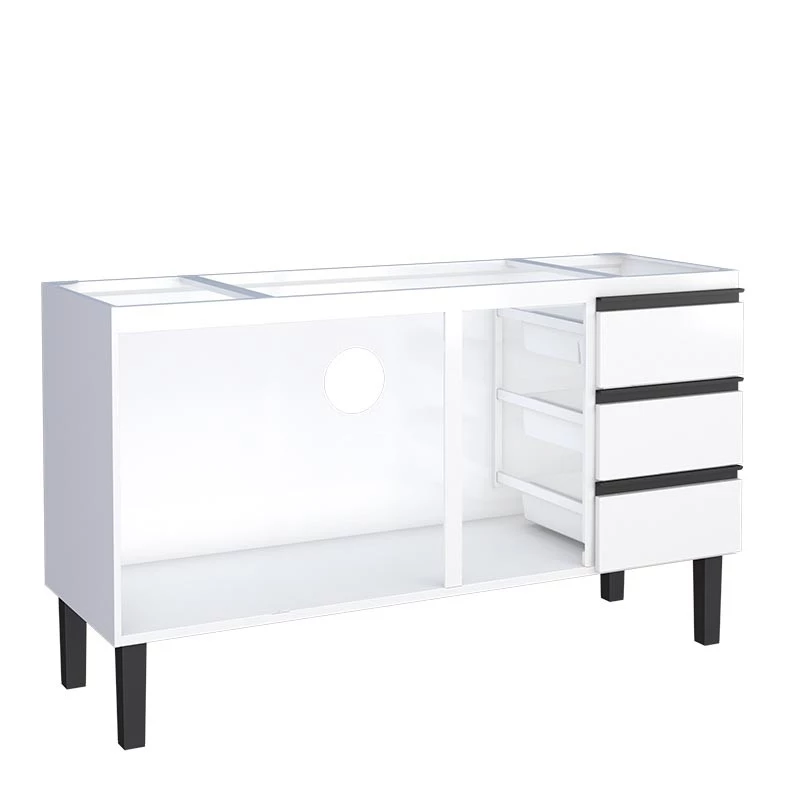 Gabinete de Aço Para Pia 150cm 3 Portas 3 Gavetas Netuno Cozimax Branco