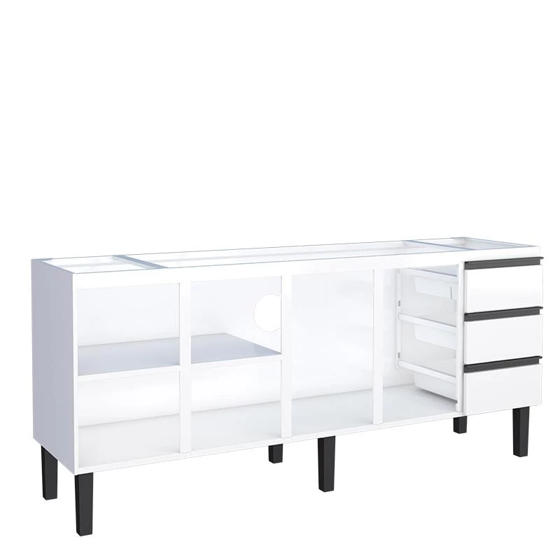 Gabinete de Aço Para Pia 200cm 4 Portas 3 Gavetas Netuno Cozimax Branco