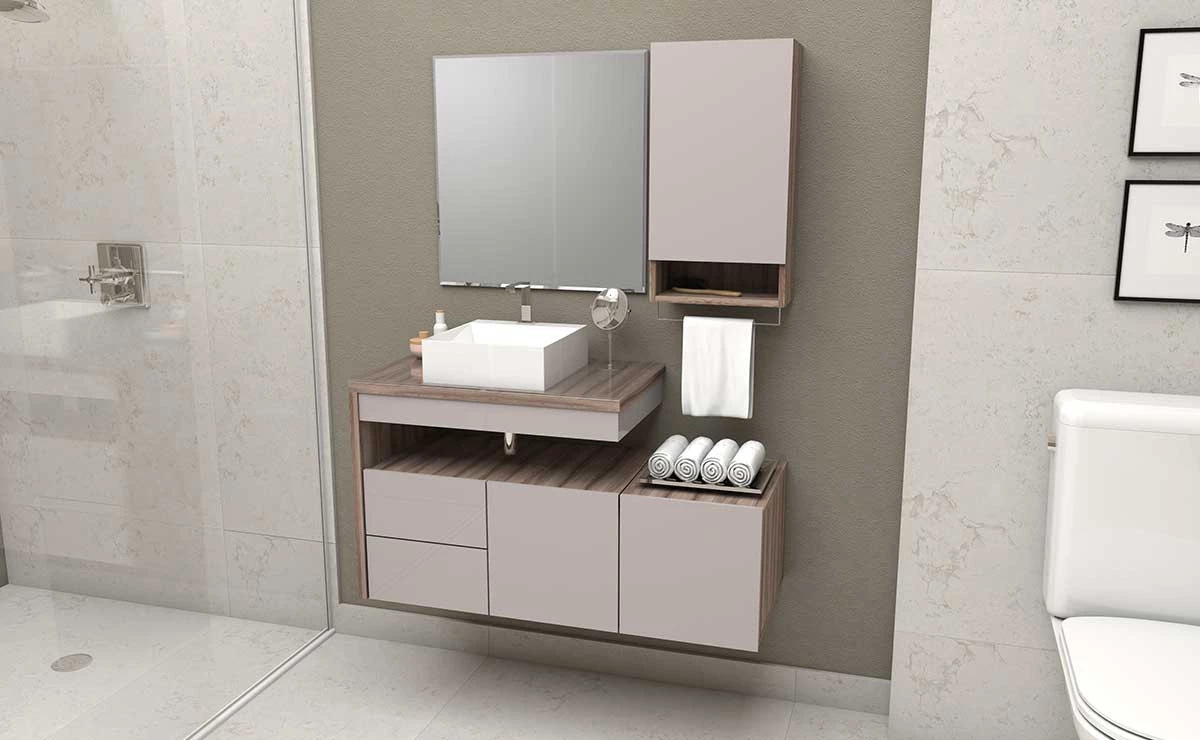 Conjunto de Banheiro Completo Aimoré 100 Cozimax Nudi/Tamarindo