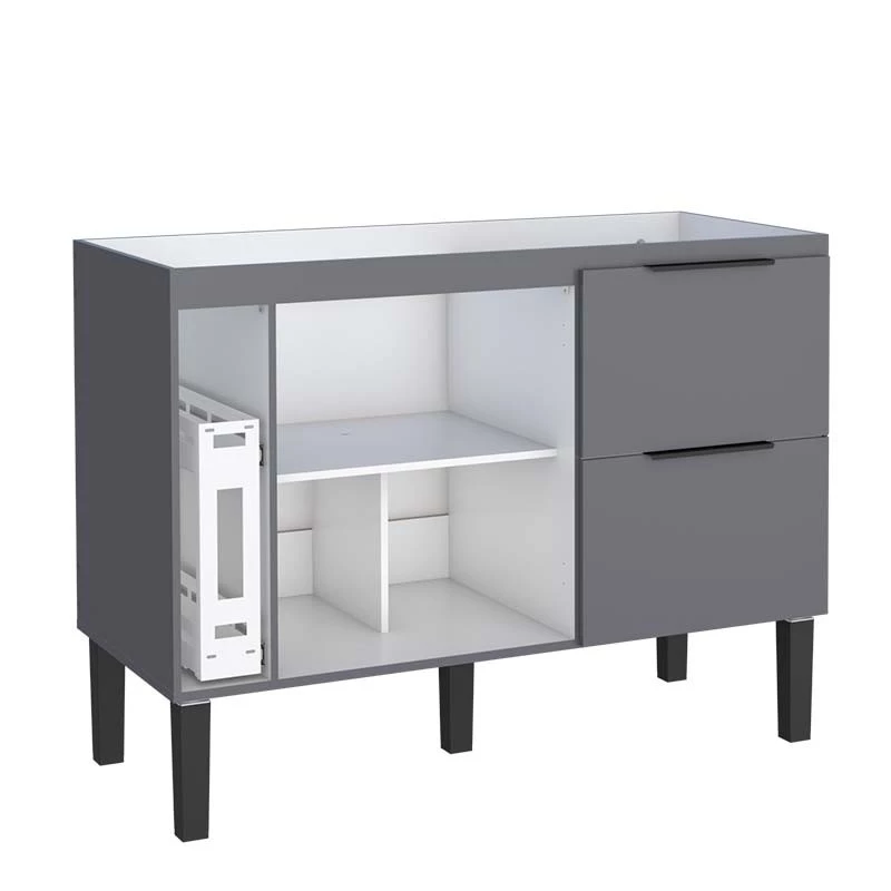Gabinete De Madeira Para Pia De Cozinha 120cm Cisne Cozimax Cinza