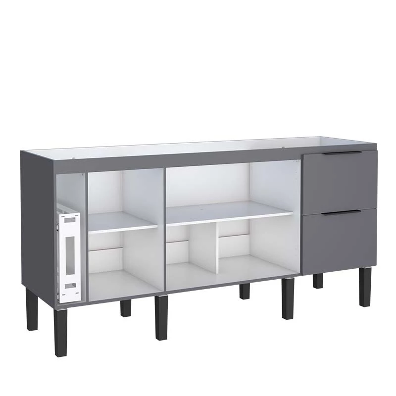Gabinete De Madeira Para Pia De Cozinha 180cm Cisne Cozimax Cinza