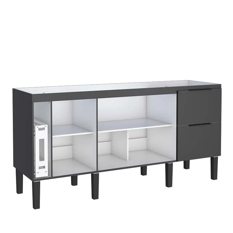 Gabinete De Madeira Para Pia De Cozinha 180cm Cisne Cozimax Preto