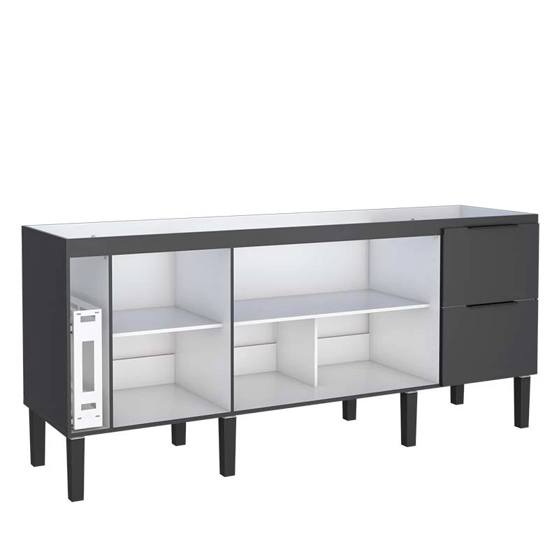 Gabinete De Madeira Para Pia De Cozinha 200cm Cisne Cozimax Preto
