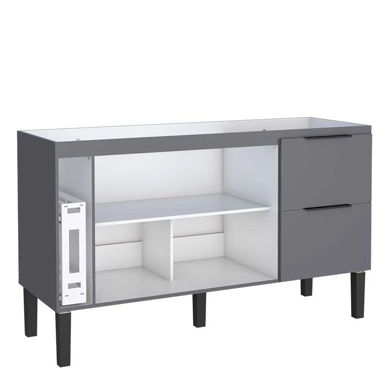 Gabinete De Madeira Para Pia De Cozinha 150cm Cisne Cozimax Cinza
