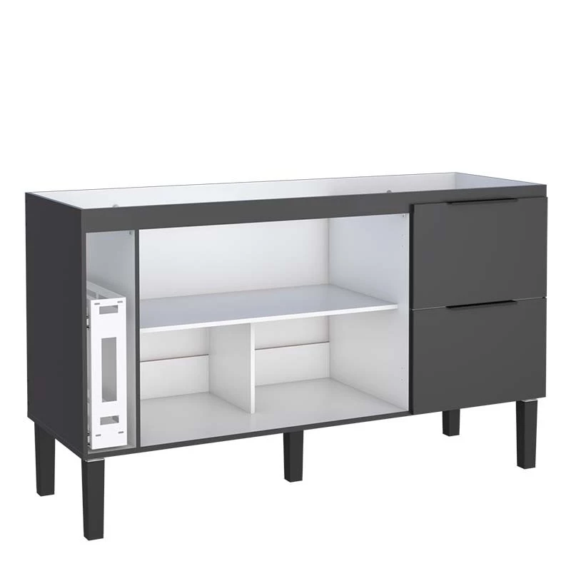 Gabinete De Madeira Para Pia De Cozinha 150cm Cisne Cozimax Preto