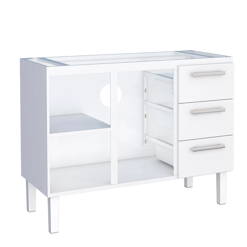 Gabinete de Aço Para Pia de 120cm Vênus 3 Gavetas Cozimax Branco