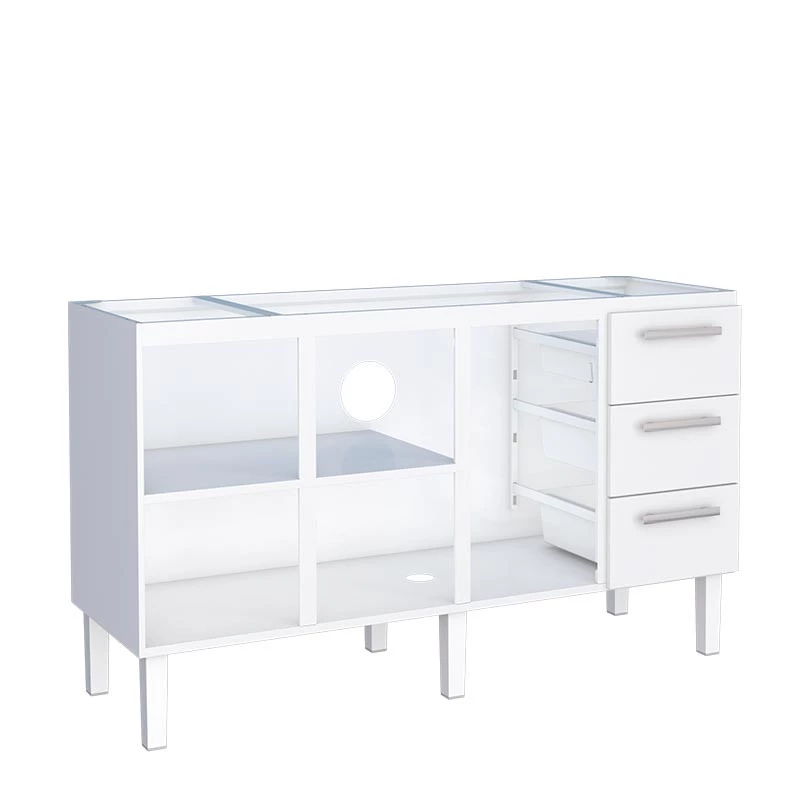 Gabinete de Aço Para Pia de 160cm Vênus 3 Gavetas Cozimax Branco