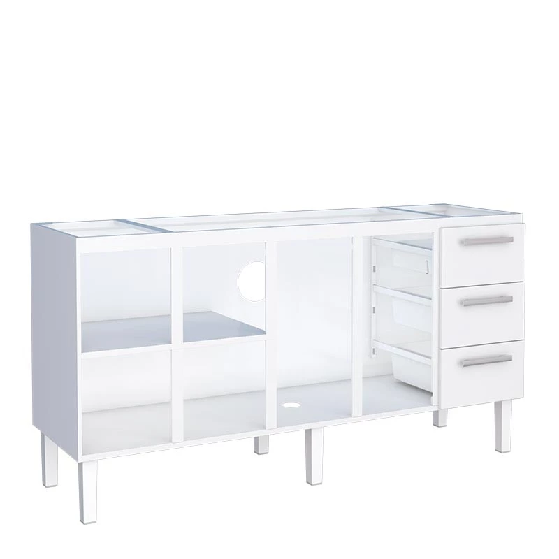 Gabinete de Aço Para Pia de 180cm Vênus 3 Gavetas Cozimax Branco