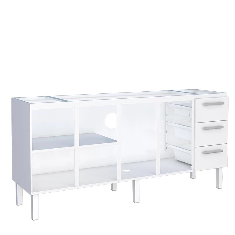 Gabinete de Aço Para Pia de 200cm Vênus 3 Gavetas Cozimax Branco