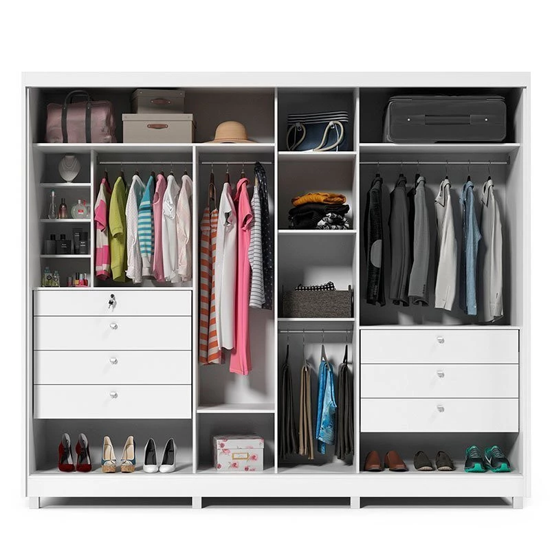 Guarda Roupa Grande 2 Portas com Espelho 100% MDF 278x239x63 Apolo Gelius Branco
