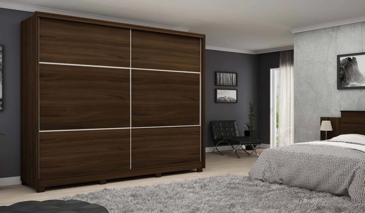 Guarda Roupa 2 Portas 100% MDF Apolo Gelius Nogueira