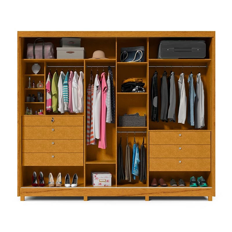 Guarda Roupa Grande Apolo Ripado Com Espelho 2 Portas 278x239 Gelius Naturale/Off White
