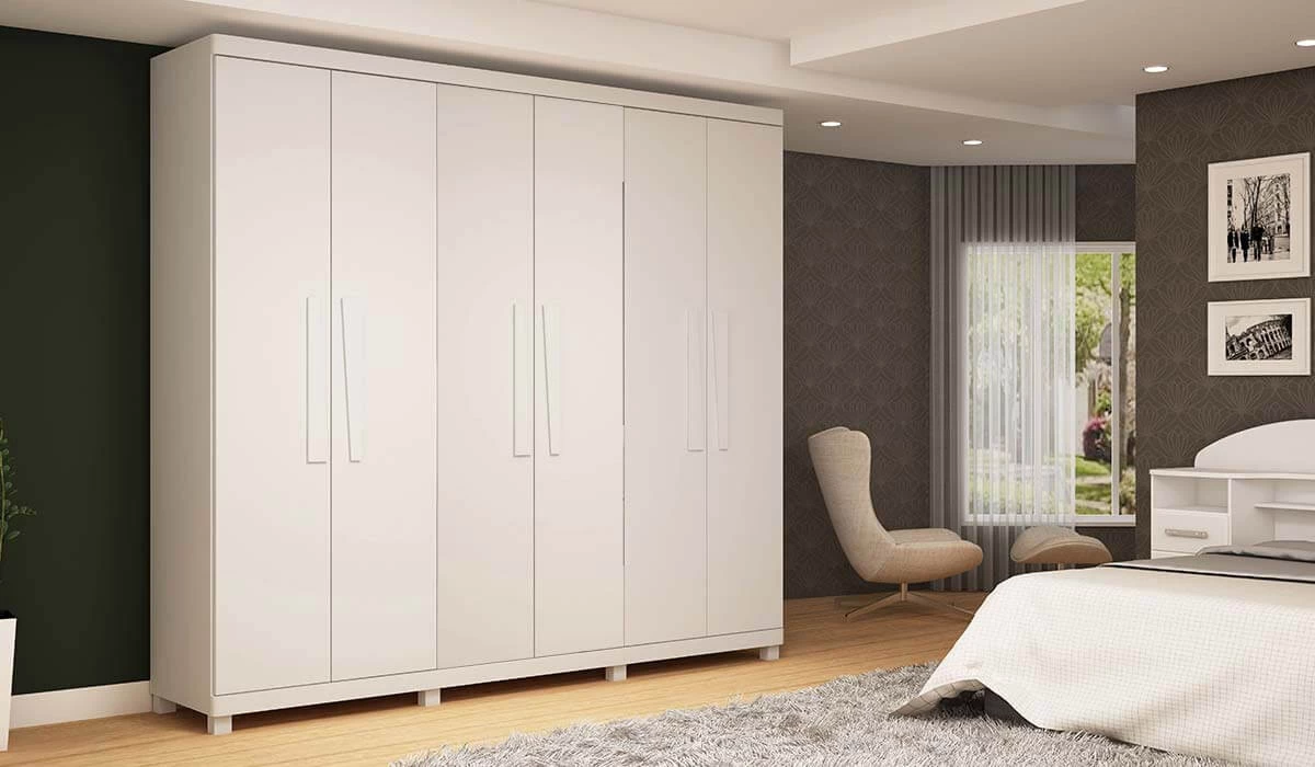 Guarda Roupa Casal 6 Portas Infinity Gelius Branco