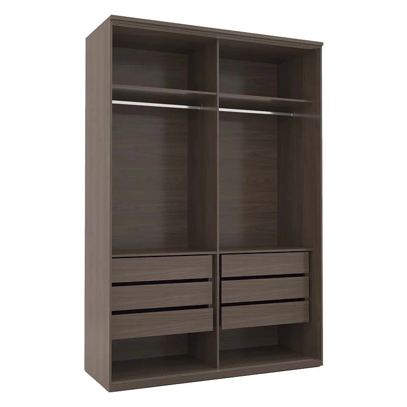 Guarda Roupa Modulado 160cm 1 Porta Espelho 6 Gavetas 2 Cabideiros 100% MDF Premium Robel Capuccino/Capuccino